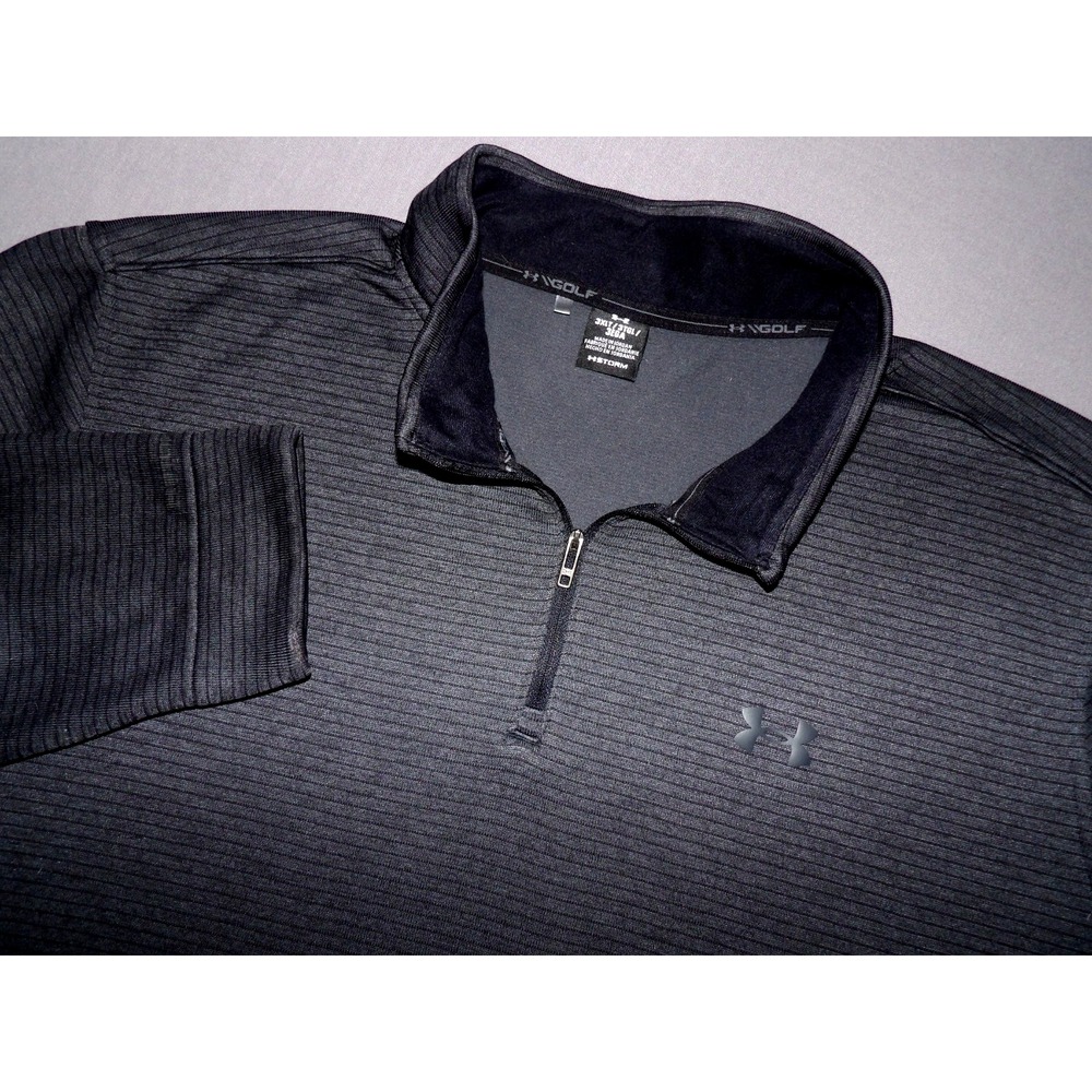 Under Armour STORM GOLF Gray Striped 1/4 Zip Sweatshirt Jacket Men's 3XL Tall